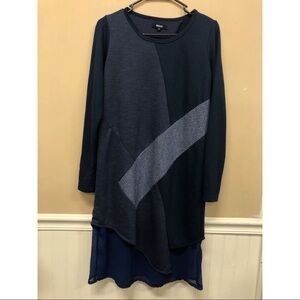 Rococo Lagenlook Minimalist Blue  L/S Dress Small